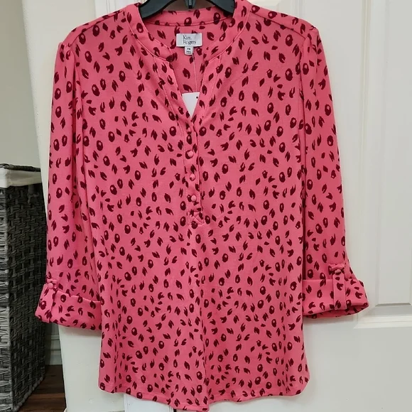 Kim Rogers Pink Blouse with Red Accents - Picture 3 of 7